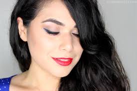 Makeup For Fourth Of July Red White Blue Sparkles Slashed Beauty