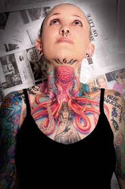 Womens Full Neck Chest Plate Octopus Neck Tattoo Girl Neck Tattoos Throat Tattoo