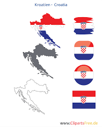 Flaga chorwacji jest prostokątem podzielonym na trzy poziome pasy w pansłowiańskich kolorach: Mapa Chorwacji Z Flaga Kontur Z Flaga Przycisk Ikona