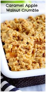 An Easy Apple Crumble Recipe You Will Not Be Able To Resist The Crunchy Walnut Crumble Topping Drizzled Wi Crumble Recipe Apple Crumble Recipe Walnut Recipes