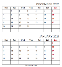 December 2020 January 2021 Blank Calendar Two Month Calendar 2020 In 2020 Blank Calendar Calendar Calendar 2020