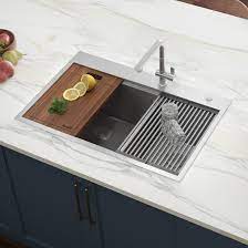 Handcrafted stainless steel 33″ l x 19″ w undermount kitchen sink. Ruvati Siena 33 L X 22 W Double Basin Drop In Kitchen Sink With Basket Strainer Reviews Wayfair