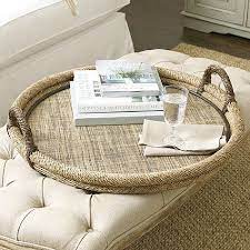 Round coffee table trays or serving trays are harder to find. Woven Ottoman Tray Ballard Designs Woven Ottoman Ottoman Tray Ottoman Decor