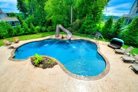 Inflatable tanning lounge pools are perfect for sunbathing. Precision Pool With Slide Diving Board Tanning Ledge Basketball Goal Tropical Pool Baltimore By Precision Pools Of Maryland Houzz