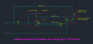 Dimension of outdoor unit 4. Wiring Diagram For Control Air Cooled Split Type Ac Unit Cad Block And Typical Drawing