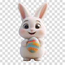 A Cute Easter Bunny Holding a Colorful Easter Egg