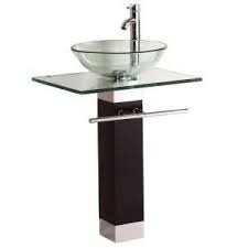 Kokols Pedestal Combo Bathroom Sink In Clear Wf 09 The Home Depot Sink Bathroom Sink Glass Vessel Sinks
