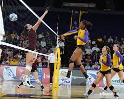 Volleyball Drops Inaugural Sec Match With Texas A M Lsu Volleyball Volleyball Photos