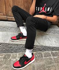 Supreme Jordan Tee Air Jordan 1 Retro Low Og Bred Mens Fashion Streetwear Mens College Fashion Jordan Tees