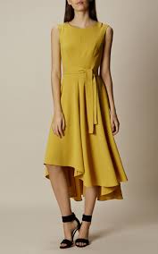 Karen Millen Asymmetrical Midi Dress Yellow Cocktail Dress Yellow Midi Cocktail Dress Dresses