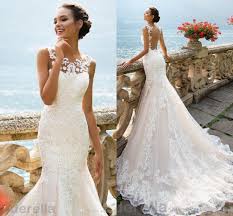 Illusion Neck Back Mermaid Lace Wedding Dresses 2018 Jewel Sweep Train Appliques Millanova White Sleeveless Bridal Gowns Vestidos De Abiti Da Sposa Sposa Abiti
