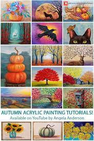 Free online acrylic painting videos by angela anderson. Autumn Acrylic Painting Tutorials By Angela Anderson On Youtube Free Painting L Fall Canvas Painting Canvas Painting Tutorials Painting Tutorial
