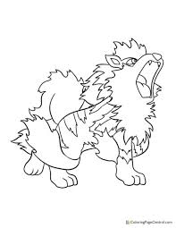 Its belly, tail, and fluff on top of its head are a cream color. Growlithe Coloring Page Central