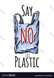 Say No To Plastic Coloring Line Drawing A Vector Image