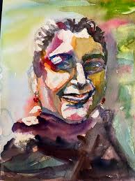 Portrait artist explores watercolor and fabric art mediums