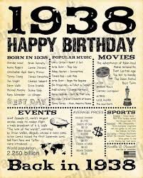 80th Birthday Presents For Him 80th Birthday 1938 Fun Facts 1938 For Husband Gift For 60th Birthday Celebration Ideas 60th Birthday Ideas For Mom 60th Birthday