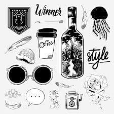 Black And White Vector Sticker Download Premium Vector Of Set Of Black And White Sticker Doodle Vector