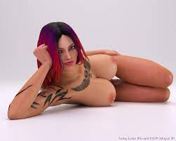 Sexy naked babe with tattoo and big boobs looks hot