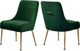 Owen Velvet Side Chair Green Gold Set Of 2 Green Dining Chairs Velvet Dining Chairs Dining Chairs