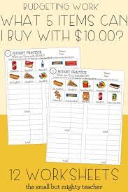 Budget Up To 10 Math Worksheets Math Worksheets Money Skills Math