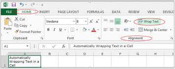 Select the cells for which you want to apply the wrap text formatting click the home tab in the alignment group, click on the alignment setting dialog box launcher (it's a small 'tilted arrow in a box' icon at the bottom right of the group). Automatically Manually Wrapping Text In A Cell