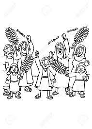 This coloring page depicts palm sunday, when the crowds outside jerusalem greeted jesus with shouts of hosanna in the highest. Hosanna Coloring Page Stock Photo Picture And Royalty Free Image Image 125684799