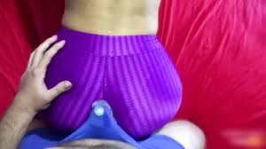 Shiny Spandex Shorts Dry Humping Doggystyle Cum in Pants Cumshot Through  Clothes Video