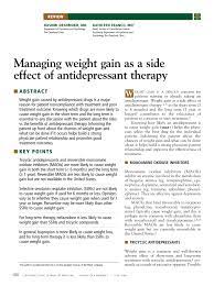 Pdf Managing Weight Gain As A Side Effect Of Antidepressant Therapy