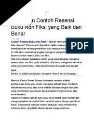 Untuk lebih jelasnya simak penjelasan. Kumpulan Contoh Resensi Buku Non Fiksi Yang Baik Dan Benar Pdf