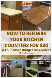 After the kitchen layout, choosing the countertops can be the next most daunting task. How To Refinish Your Kitchen Counter Tops For Only 30 Kitchen Diy Makeover Diy Home Improvement Home Diy