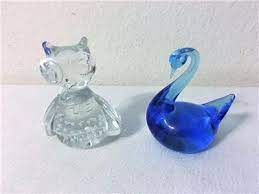 Check out our blue glass figurines selection for the very best in unique or custom, handmade pieces from our glass sculptures & figurines shops. Two Vintage Hand Blown Glass Figurines Blue Swan Clear Owl Paperweight 3 Tall Ebay