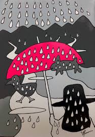 雨と赤い傘 ハルナユウキ 赤い傘 塗り絵 イラストレーター