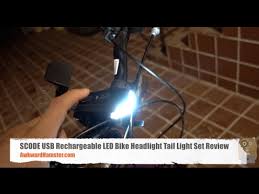 Scode Usb Rechargeable Led Bike Headlight Tail Light Set Review Youtube