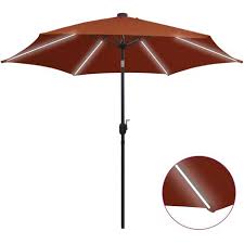 By solar power and 2. Best Price Parasol With Lights