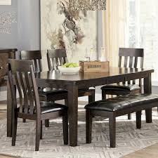 At Home Haddigan Rectangular Dining Room Extension Table In Dark Brown Dining Set With Bench Brown Dining Room Brown Dining Table