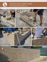 Eine Betonsteinmauer Ist Ein Weg Um Schnell Eine Gartenmauer Zu Bauen Die Anleitung Zeigt Wie Sich Mit Ein Gartenmauer Selber Bauen Gartenmauer Gartenmauern