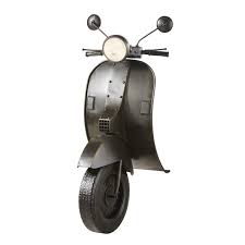 Wanddecoratie Lichtgevende Scooter Van Zwart Metaal 53x123 Warner Maisons Du Monde Scooter Metaal Zwart