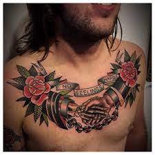 No Hard Feelings On Traditional Chest Tattoo Solly Levine Tattoo Tattoos Traditionaltattoo Thekido Traditional Chest Tattoo Chest Tattoo Traditional Chest