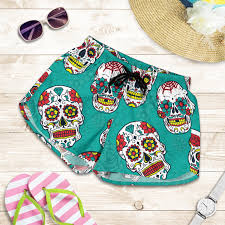 Check spelling or type a new query. Girly Floral Rose Sugar Skull Skeleton Pattern Print Women S Shorts Grizzshop