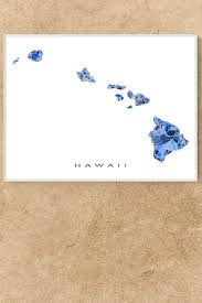 Hawaii Map Art Print Hawaiian Islands In 2020 Map Art Print Map Art Map Print