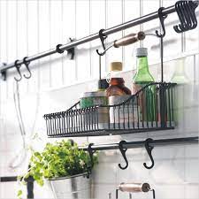 Install a similar and elegant wall hooks in your kitchen wall and put all your fancy spoons, knives, and forks on display. Ikea Kitchen Hanging Rack Home And Aplliances