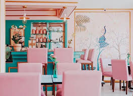 Wes Anderson Inspired Colorful Cafes Around The World Colorful Cafe Modern Interior Design Interior Design