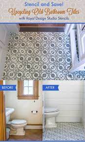 Imagine how many tiles you will need should you decide to tile your bathroom floor and walls. Stencil And Save Upcycling Old Bathroom Tiles With Stencils Diy Idea Royal Design Studio Stencils