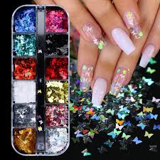 10 pcs acrylic 3d stickers bow tie nail art glitter diy decoration. Amazon Com 3d Butterfly Nail Glitter Sequins Splarkly Laser Butterfly Nail Sequin Acrylic Paillettes Holographic Nail Sparkle Glitter For Nail Art Decoration Confetti Glitter Sheets Tips Nails Supply 12 Colors Beauty