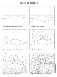 Pop Art Lesson How To Draw A Colorful Landscape Art Projects For Kids Landscape Art Lessons Perspective Art Art Lesson Plans
