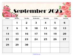 September 2025 Calendar Printable PDF Template with Holidays