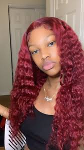 99J Color Burgundy Deep Wave Hair HD Lace Front Wig 180% Density