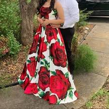 Dresses, gowns, formal dress, bridals, prom, best dress, evening dress. Windsor Dresses Red Roses On White Prom Dress Poshmark