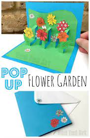 Coffee filters and watercolor paint make a gorgeous 3d flower while the background is made with a unique and easy watercolor technique that kids will have fun creating. 3d Flower Card Diy Pop Up Cards For Kids Red Ted Art Make Crafting With Kids Easy Fun Diy Pop Up Cards Easy Diy Mother S Day Gifts Kids Cards
