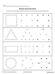 Basic Shapes For Kids Black And White Learning Basic Shapes Color Trace And Connect Shapes Kindergarten Shapes Preschool Tracing Worksheets Preschool